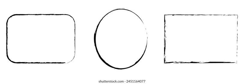 Frame brush art line. Round and square background. Hand drawn doodle line vector element. Hand drawn grunge frame text.. Vector Brush Stroke . Vector illustration. Eps file 364.