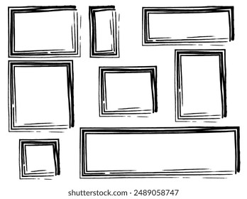 Frame brush. Old design. Edge frame. Edge frame. Ink paint brush stain. Vector illustration. 