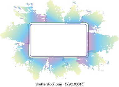 Frame of brush strokes with blue yellow ink, frame inside abstraction, frames rectangular shapes on white background for banner, lettering, logo and decoration in grunge style