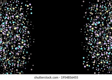Frame bubbles black background for decorative design. Seamless texture. Celebration decor. Stock image. Vector illustration. EPS 10.