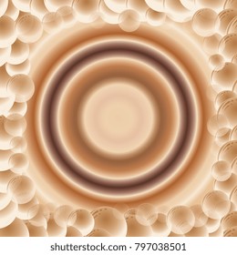 a frame of bubbles with a brown rainbow