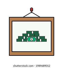 Frame of buck of dollars Illustration. modern simple vector icon, flat graphic symbol in trendy flat design style. wallpaper. lockscreen. pattern. frame, background, backdrop, sign, logo.