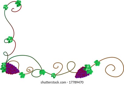 Frame with bunch of grapes