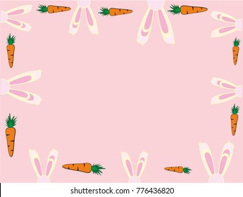 Frame of bunny ears and carrots
