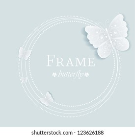 frame with butterflies on a gray background