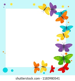 frame with butterflies, vector