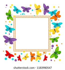 frame with butterflies, vector