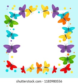frame with butterflies, vector