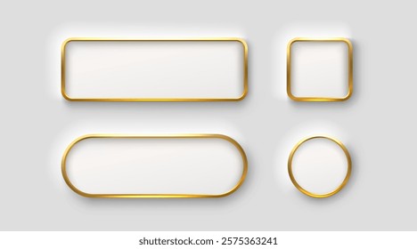 Frame button, golden color set, minimal label message. Vector illustration 