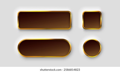 Frame button, golden color set, minimal label message. Vector illustration 