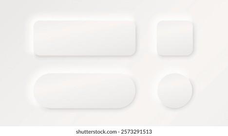 Frame button, white color set, minimal label message. Vector illustration 