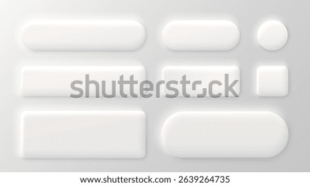 Frame button, white color set, minimal label message. Vector illustration 