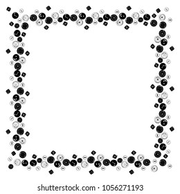 Frame and buttons, black and white vector illustration.