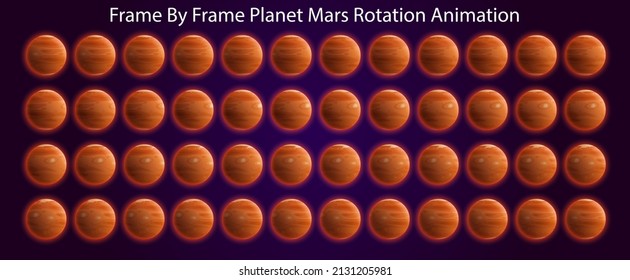 Frame by Frame Animated Planet Mars Vector Illustration Can be used in Motiongraphics, Infographics, 2D Cartoon  Animation videos, Elearning Clips. Loopable Rotation Animation