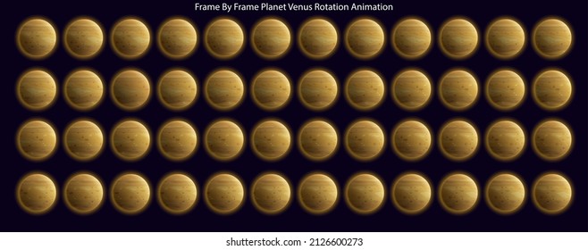 Frame by Frame Animated Planet Venus Vector Illustration Can be used in Motion graphics, Infographics, 2D Cartoon  Animation videos, Elearning Clips. Loopable Rotation Animation