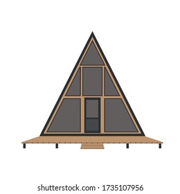 A frame cabin house isolated on white