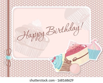 Frame with cakes. Vector. Place for text