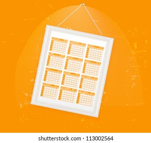 Frame with a calendar 2013 vintage retro vector illustration background.