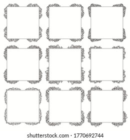 Frame Calligraphic set. Borders corners ornate frames. Vector