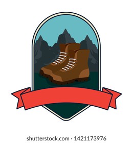 frame with camping zone and boots