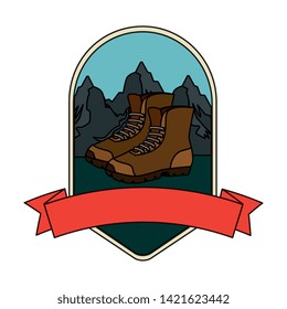 frame with camping zone and boots