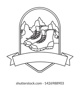 frame with camping zone and boots