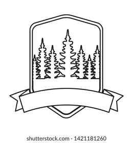 frame with camping zone and pines trees
