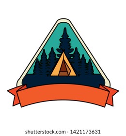 frame with camping zone and tent scene
