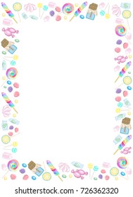 Frame of candies and lollipops in vector

