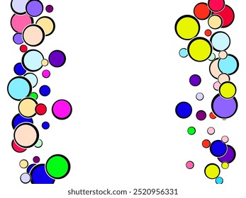 Frame of candies on a white background.vector  Green background. blue wallpaper. foam balls.