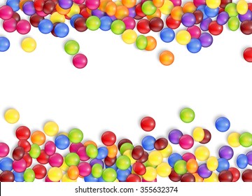 Frame of candies on a white background.vector