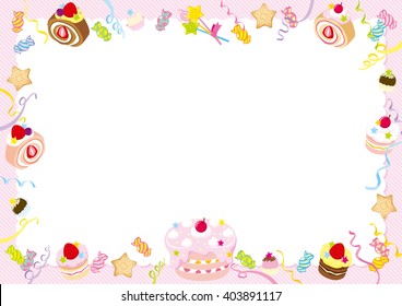 frame candy cake cookie ribbon pink