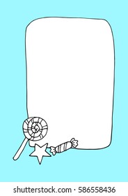 frame with candy cartoon. sketchy style. hand drawn 