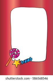 frame with candy cartoon. sketchy style. hand drawn 