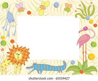 Frame or card with animals