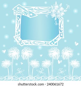 frame card designs on free hand drawing vector on light blue background