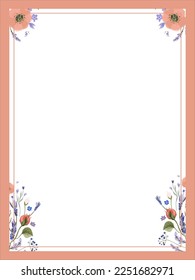 Frame card floral with watercolor