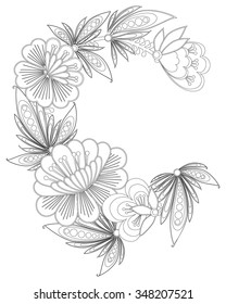 Frame card with flowers in a circle
