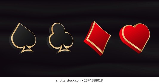 Frame with card playing suits background. Black blank texture poker table decoration with gambling and vector bets