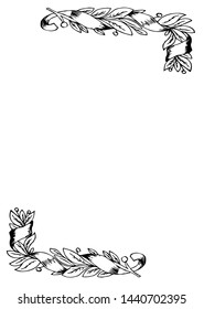 Frame for cards with leaves, ribbons and berries vector illustration for design and decor