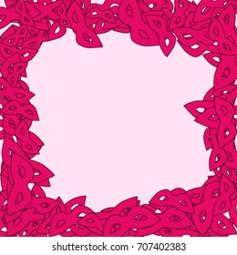 Frame of carnival masks on a lilac background