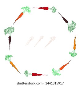 Frame of carrots. For text. Vector illustration.