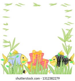 frame with cartoon animals, vector illustration of cute animals