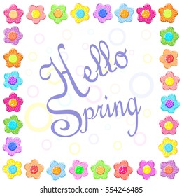 Frame with cartoon flowers sticker background