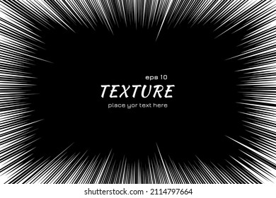 Frame Cartoon Line. White Edge Halftone On Black Background. Abstract Popart Line Border. Concentration Attention. Zoom Texture. Frames Focus Fade Pattern. Vignette Dark Boarder. Vector Illustration