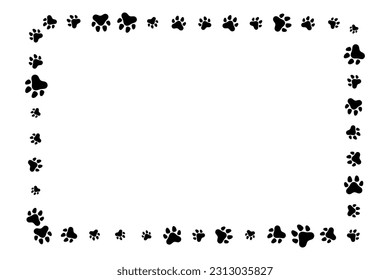 Frame Cat Or Dog Paw Pattern Background. Wallpaper. Vector Illustration