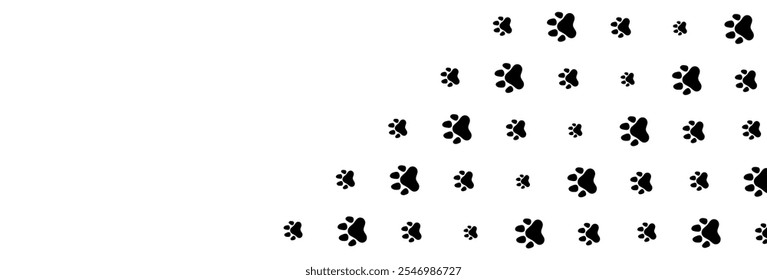 Frame Cat Or Dog Paw Pattern Background. Wallpaper. Vector Illustration. Copy Space