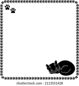 Frame of cat paw, invitation card, vector illustration