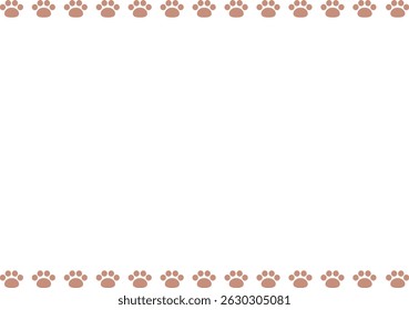 Frame with cat paw print. Cute, flat, simple. Brown color. Vector Illustration.