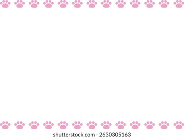 Frame with cat paw print. Cute, flat, simple. Pink color. Vector Illustration.